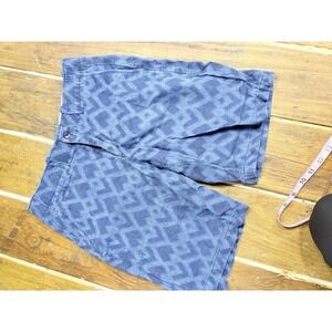C&O Men's Blue Cotton Canvas Cargo Shorts Flat Front Geometric Pockets